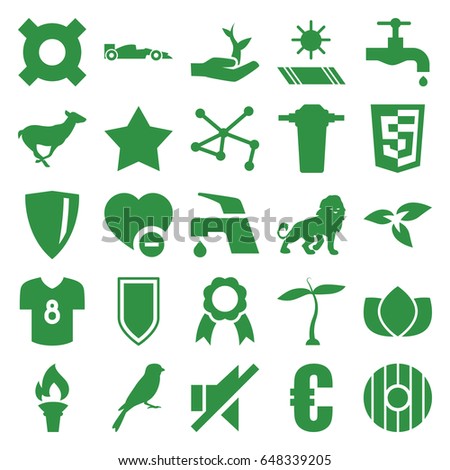 Emblem icons set. set of 25 emblem filled icons such as plant, lion, antelope, sparrow, lotus, star, tap, connection, minus favorite, no sound, ribbon, torch, sport car