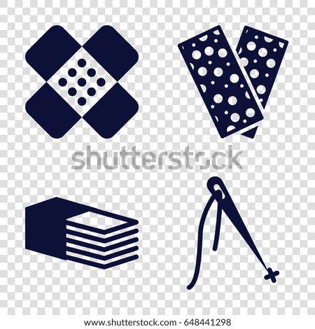 Patch icons set. set of 4 patch filled icons such as bandage