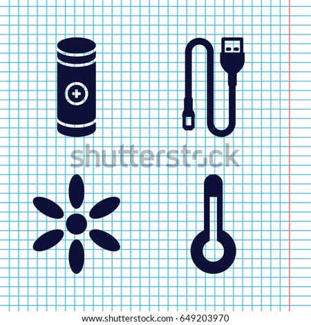 Set of 4 energy filled icons such as sun, battery, wire
