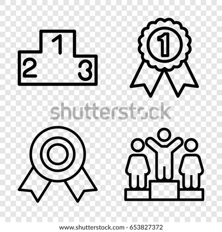 Trophy icons set. set of 4 trophy outline icons such as ranking, number 1 medal