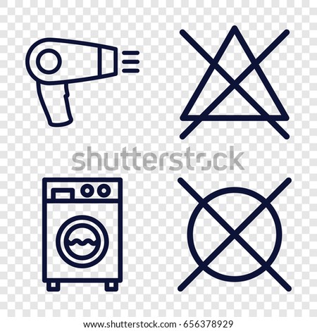 Dry icons set. set of 4 dry outline icons such as hair dryer, no bleaching, no dry cleaning