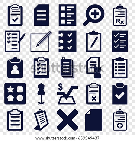 Form icons set. set of 25 form filled icons such as from toy for beach, mannequin, pointing on document, mathematical square, clipboard, check list, paper, medical clipboard