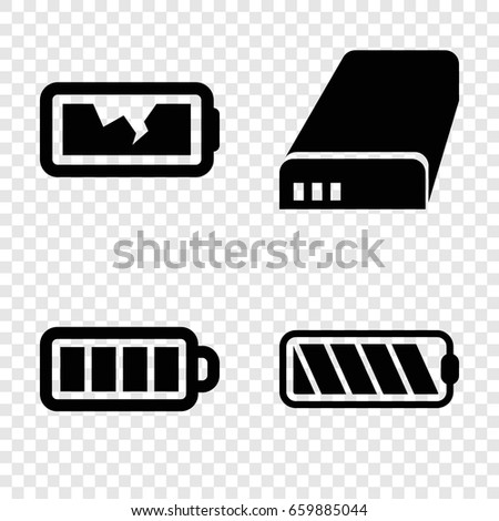Alkaline icons set. set of 4 alkaline filled icons such as baterry, battery