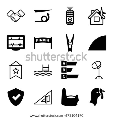 Line icons set. set of 16 line filled and outline icons such as turkey, baby potty, straight hair, cloth pin, heartbeat, angle, statistic, triangle ruler, hair dryer