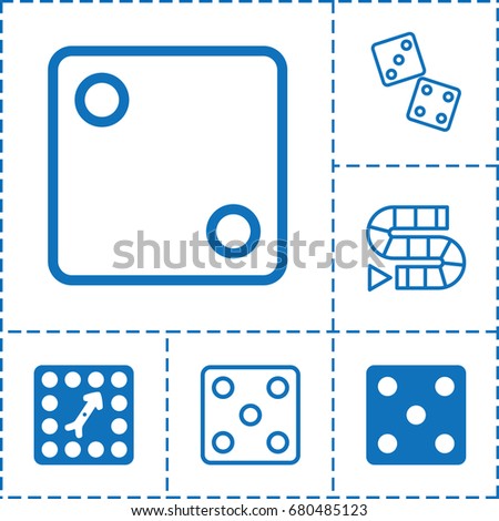 Dice icon. set of 6 dice filled and outline icons such as