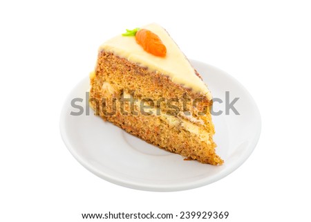 Carrot Cake on white dish. white background
