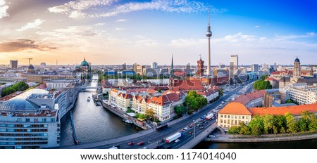 Similar – Image, Stock Photo Berlin skyscrapers in the evening with cloudscape