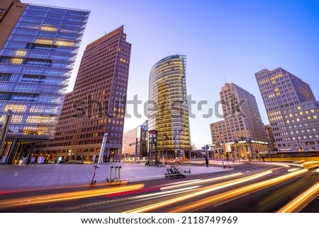 Similar – Image, Stock Photo Berlin skyscrapers in the evening with cloudscape