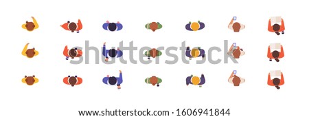 People models top view flat vector illustrations set. Animation poses, online game development, characters creation concept. Virtual men and women samples isolated on white background. ストックフォト © 