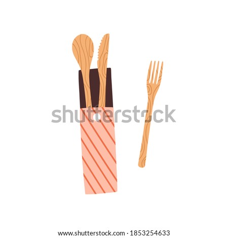 Similar – Image, Stock Photo Eco fork made of wood instead of plastic for party, events and food to go