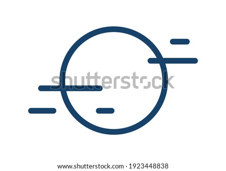 Simple icon with fog and full moon or sun disk. Symbol of foggy weather in line art style. Linear flat vector illustration isolated on white background
