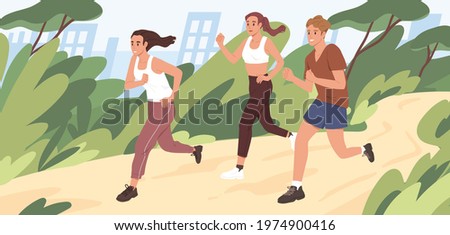 Similar – Image, Stock Photo Man running along path at seaside