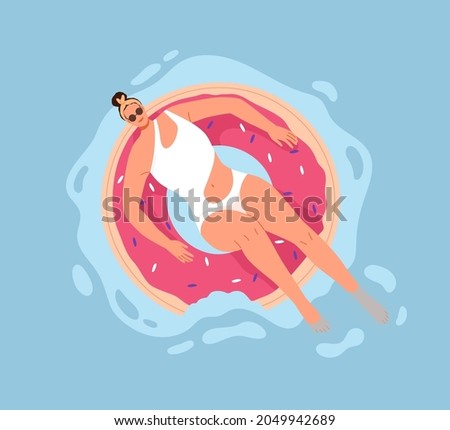 Similar – Image, Stock Photo Young happy woman swimming in the sea in sunset