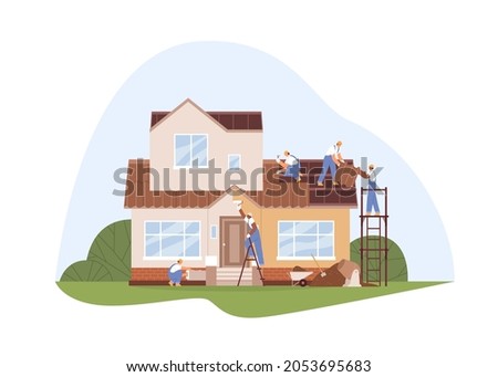 Similar – Image, Stock Photo Uniform facade of an office building with rows of vertical windows