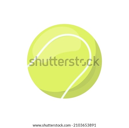 Tennis ball icon. Green tennisball for professional sports game. Realistic circular spherical object for tenis. Flat vector illustration isolated on white background