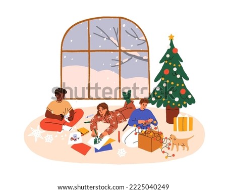 Similar – Image, Stock Photo Illustrator during the Christmas painting of a window pane