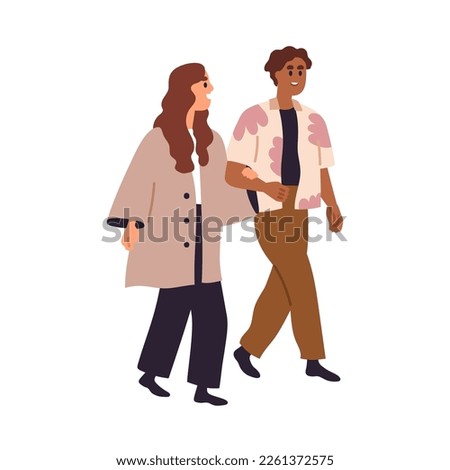 Similar – Image, Stock Photo Loving couple walking in golden rural field