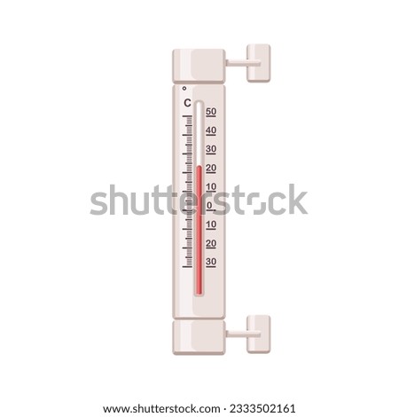 Mercury thermometer. Measuring temperature tool with Celsius degrees scale. Analog measurement device. Warm summer weather, 25 above zero. Flat vector illustration isolated on white background