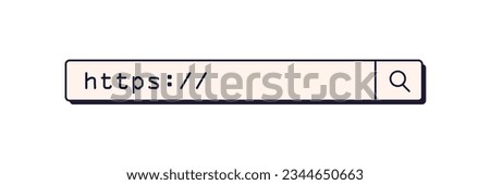 Web address bar for http url. Browser cell, blank frame, field for https link, domain. UI design element in retro digital technology style. Flat vector illustration isolated on white background