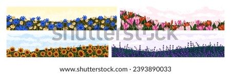 Similar – Image, Stock Photo Lavender and sunflower fields in Provence, France