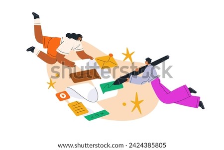 Online messages, internet content, digital marketing concept. Creative business in social media. Support chat in network, answering inquiries. Flat vector illustration isolated on white background