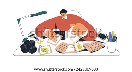 Image, Stock Photo Male artist creating print on t-shirt