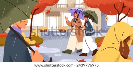 Similar – Image, Stock Photo stroll with umbrellas