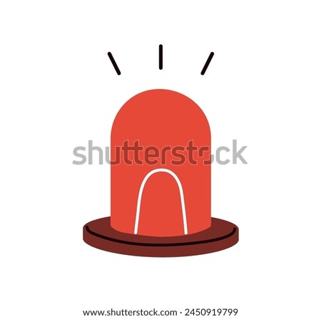 Emergency red alarm light, flashing siren. Alert icon. Attention, beware of danger, threat. Caution and urgency lamp beacon, warning bulb. Flat vector illustration isolated on white background