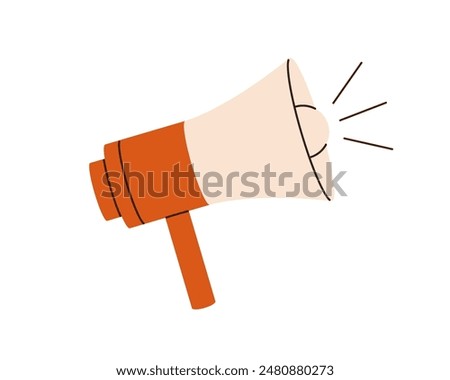 Bullhorn, loudspeaker icon. Loud speaker for sound amplifying, broadcast. Megaphone amplifier for announcement, advertising. Alarm, alert device. Flat vector illustration isolated on white background