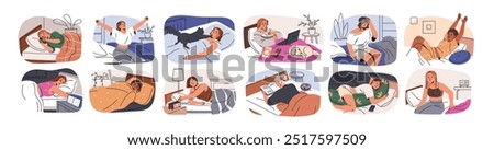 Similar – Image, Stock Photo Young woman waking up in morning