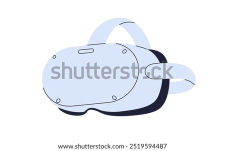 VR headset for immersive virtual reality gaming simulation. Technology goggles, modern gadget, glasses, headgear for digital cyber entertainment. Flat vector illustration isolated on white background