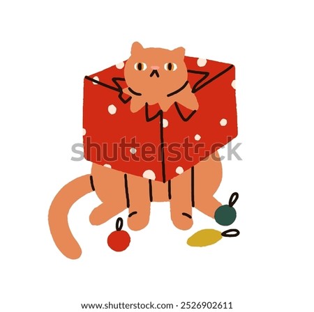 Similar – Image, Stock Photo cat inside a christmas gift box with lights