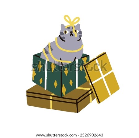 Similar – Image, Stock Photo cat inside a christmas gift box with lights