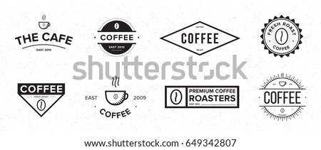 Set of coffee label. Different logo, badge, emblem collection on white background. Vector black and white illustrations. 