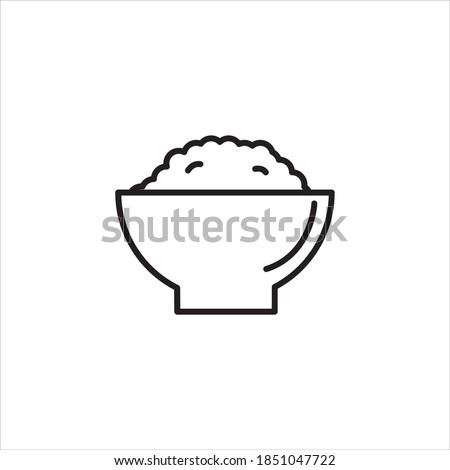 Isolated rice bowl illustration. Rice bowl vector icon. Rice bowl outline design. Rice line template design