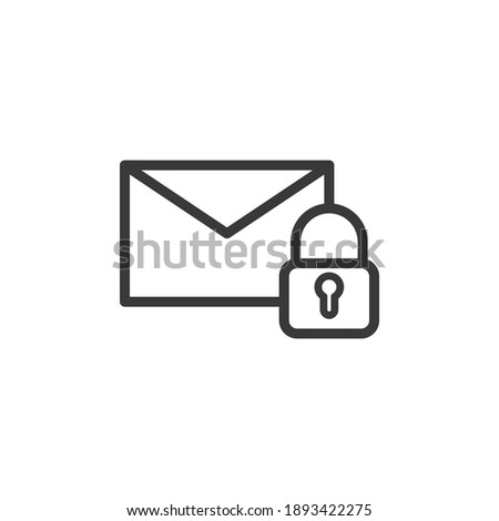 Email with lock line icon, outline vector sign, linear style pictogram isolated on white. Locked email symbol, logo illustration. Editable stroke