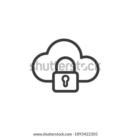Cloud with padlock line icon, outline vector sign, linear style pictogram isolated on white. Locked cloud symbol, logo illustration. Editable stroke