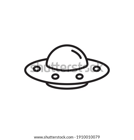 UFO Outline Icon. UFO Line Art Logo. Vector Illustration. Isolated on White Background. Editable Stroke