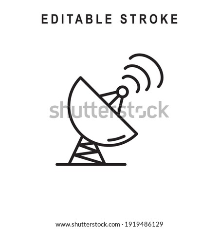 Satellite Dish Outline Icon. Satellite Dish Line Art Logo. Vector Illustration. Isolated on White Background. Editable Stroke