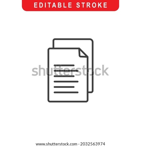 Multiple File Outline Icon. Multiple Document Line Art Logo. Vector Illustration. Isolated on White Background. Editable Stroke