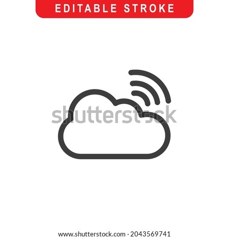 Cloud Wifi Outline Icon. Cloud Wifi Connection Line Art Logo. Vector Illustration. Isolated on White Background. Editable Stroke