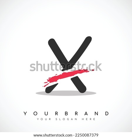 Letter X Logo Design With Red Slash Vector Illustration