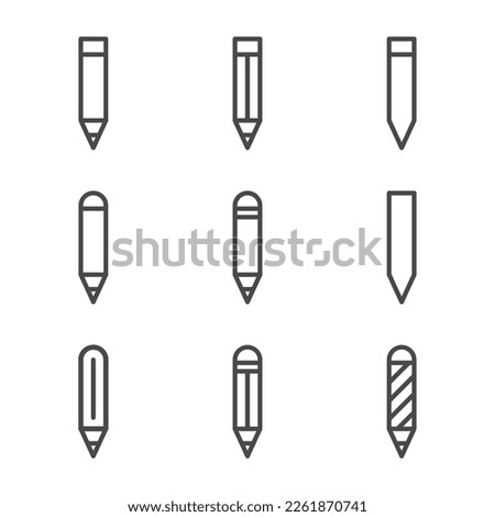 Set of Pencil Outline Icon. Editable Stroke. Vector Eps 10