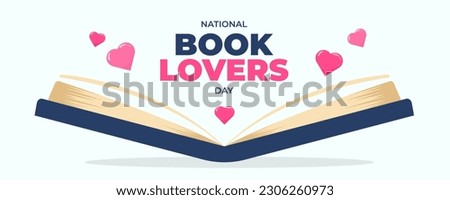 National Book Lovers Day on 09 August Banner Background. Horizontal Banner Template Design. Vector Illustration