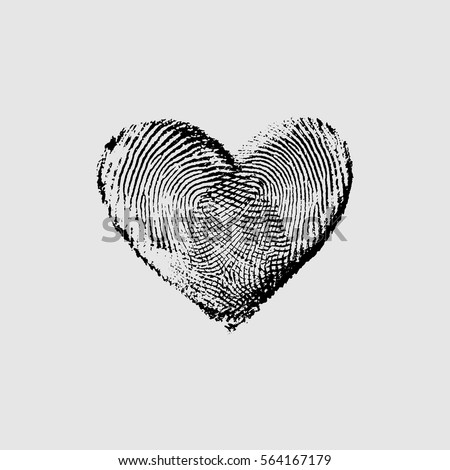 Fingerprint Heart Black IV - vector isolated love symbol for save the date, marriage and wedding invitation