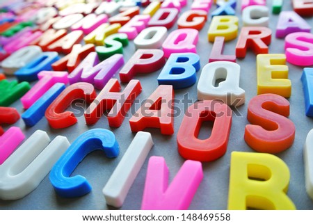Colorful letter texture with CHAOS concept