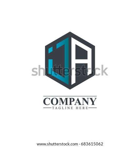 Initial Letter JA IA Hexagonal Design Logo Foto stock © 