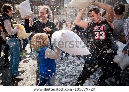 Amsterdam, The Netherlands, Noord Holland - Saturday, April 5th 2014 - Pillow Fight on Dam Square