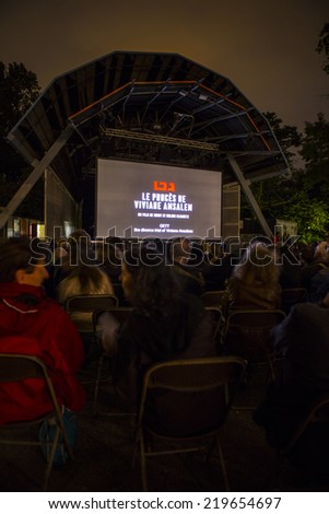 Amsterdam, The Netherlands - august 16 2014: during the open air screening of Uruguayan film Rambleras, Vondelpark, World Cinema Amsterdam festival, a world film festival held from 14 to 24/08/2014