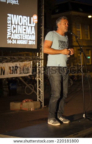 Amsterdam, The Netherlands - august 20 2014: at the open air screening of Mexican film ParaiÃ?Â­so, Marie Heinekeinplein, World Cinema Amsterdam festival, world film festival held from 14 to 24/08/2014